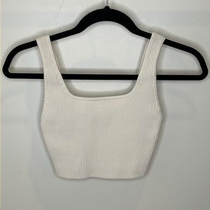 ARITIZA Babaton Sculpt Knit Squareneck Cropped Tank White XS